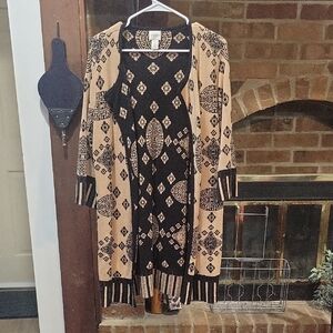 Chico's Black and Tan Patterned Cardigan
